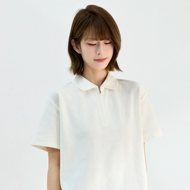 Neat Pocket 『Half-Zip』 Cotton Blend Embroidered Casual Workwear Unisex Polo Shirt Short Sleeve