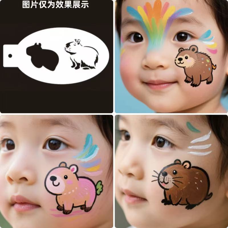 Face Painting Stencil Pattern for Children and Adults, Capybara Moon Template Tattoo Stencil