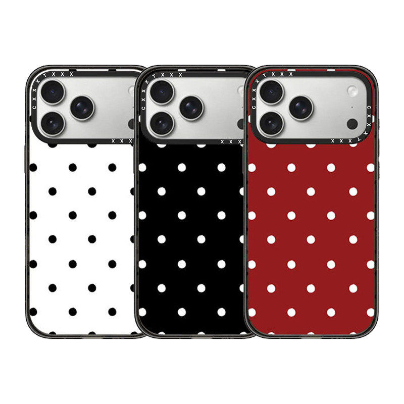 【Hong Kong】New Classic Polka Dot Apple 17Promax Case Suitable for iPhone 16Promax, 15Pro in White, Black, Red, 14Pro Simple Celebrity Style, 13 Shockproof Hard Case 【Hong Kong】New Classic Polka Dot Apple 17Promax Case Suitable for iPhone 16Promax, 15Pro in White, Black, Red, 14Pro Simple Celebrity Style, 13 Shockproof Hard Case