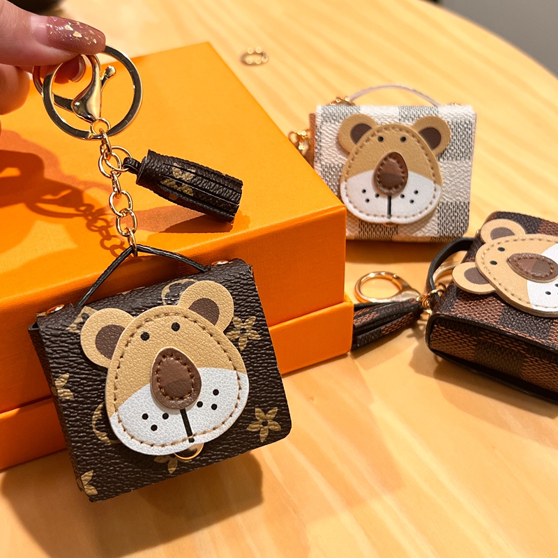 Suitable for Lv Bags, Trendy Brand Monogrammed Lion Bluetooth Earphone Storage Bag, Creative Coin Purse, Car Key Pendant Gift