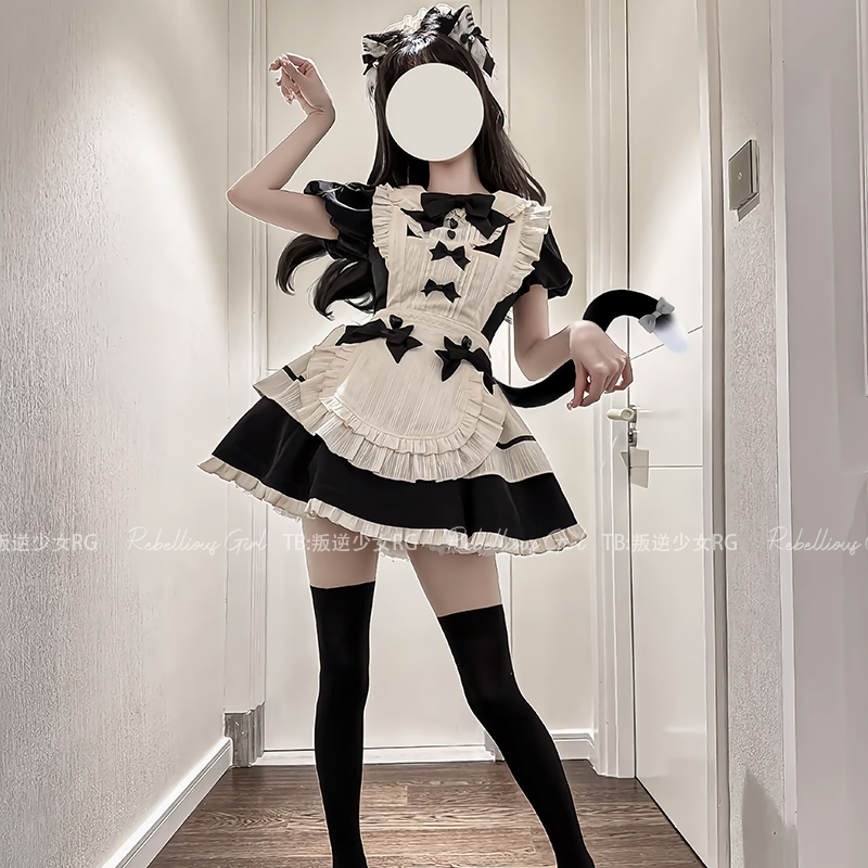 Nuo Nuo Puff*フランスの昔ながらのかわいいロリコスプレ衣装甘い女の子メイド服ロリータ弓OPドレス