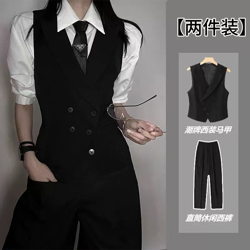 New Unisex Style Suit with a Cinched Waist, Extended Swallowtail, Vest, Shirt, Slim Fit Set, Gender-Neutral Design