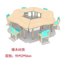Childrens solid wood color combination table and chair set kindergarten wooden learning painting desk baby toy table set