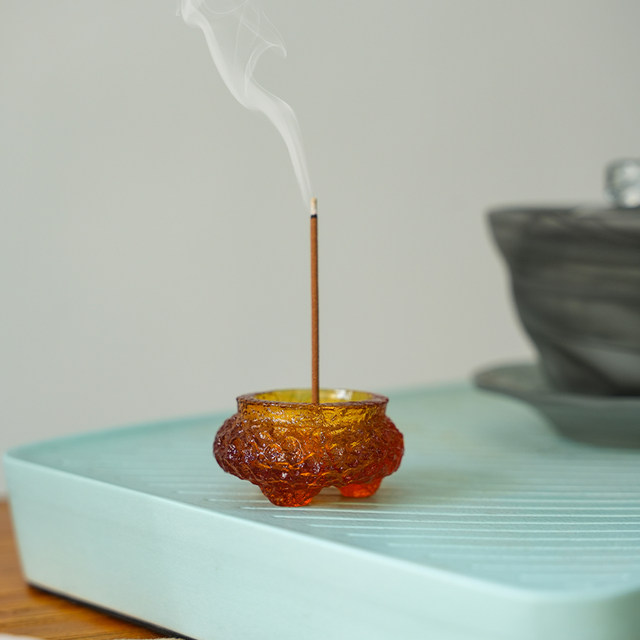 Glazed creative small incense burner, incense stick, household indoor aromatherapy holder, high-end tea ceremony decorative ornaments