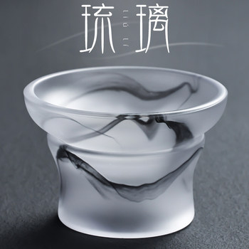 Ink Painting Style Glass Tea Strainer, High-End Household Kung Fu Tea Set Accessory, Fair Cup, Tea Leaf Filter, Stainless Steel
