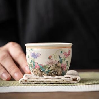 High-End Pastel Master Cup Jingdezhen Ceramic Cup Tea Cup Small Single Cup Women's Exquisite Tea Tasting Cup Tea Set