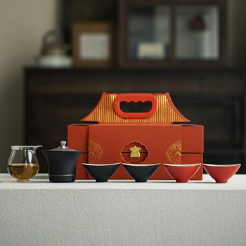 Forbidden City Cultural and Creative Products Kung Fu Tea Set Gift Box Ceramic Gaiwan Tea Cup Set High-End Business Souvenir Gift