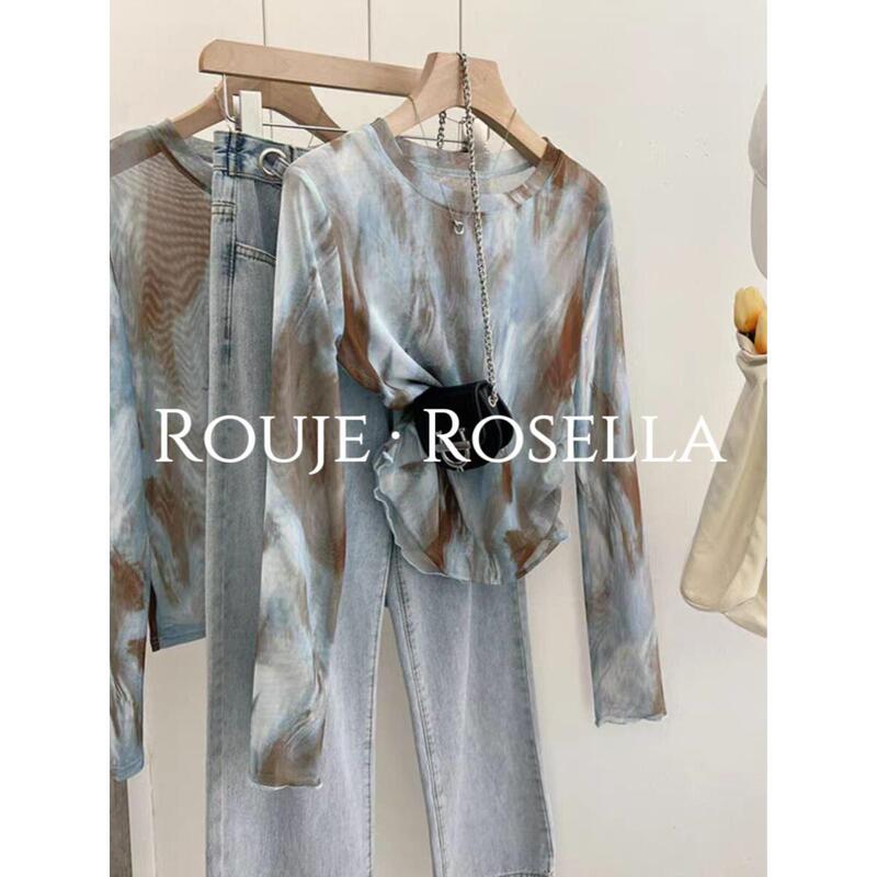 France Relaje Rosella ⭐ Long-Sleeve T-Shirt for Women with Stain-Resistant Mesh, Thin Base Shirt, Sun Protection Clothing, Shirt Top.