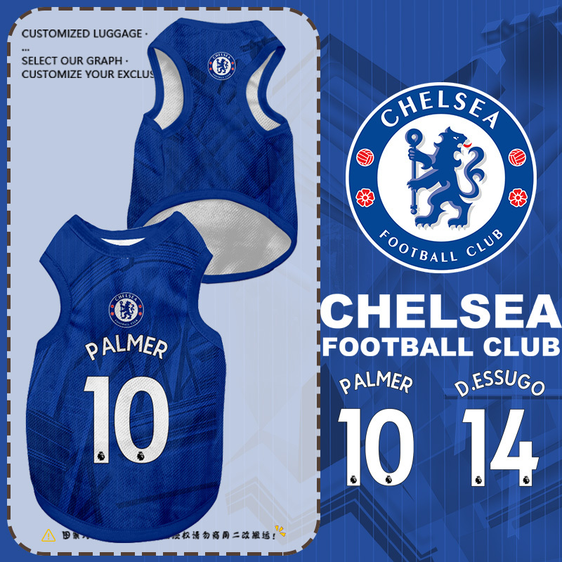 25-26 Season Chelsea Team Fan Pet Vest Dog and Cat Clothes Large, Medium, Small Anti-Shedding