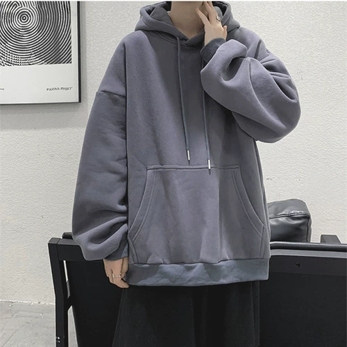 Мужская демисезонная утепленная толстовка с капюшоном, оверсайз, увеличенная толщина