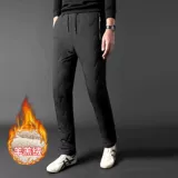 Зимние удерживающие тепло кашемировые ветрозащитные штаны с пухом, большой размер