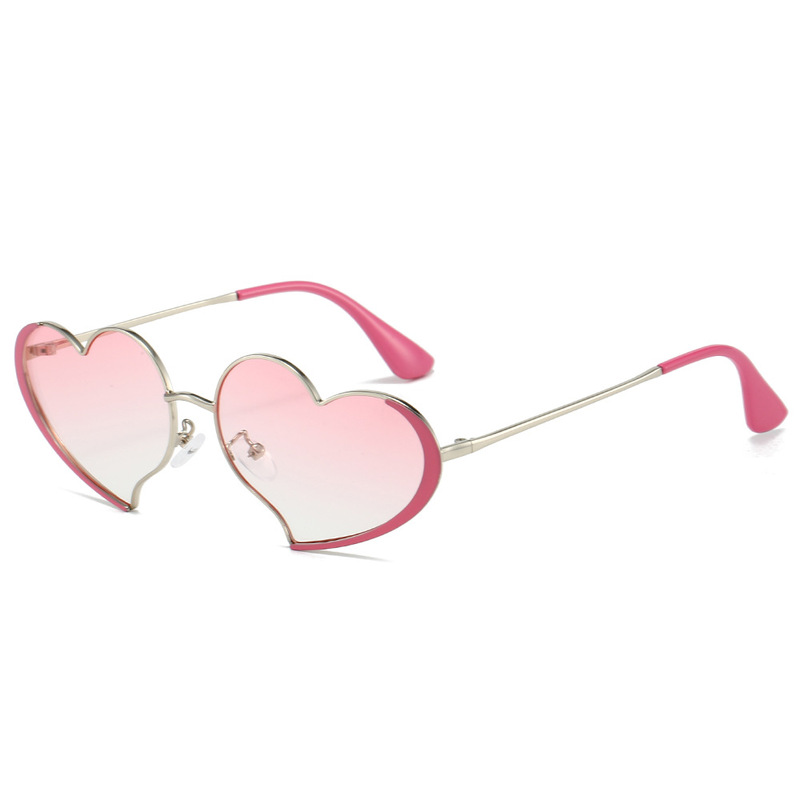 Barbie Pink Heart Sunglasses Y2K Sweet Cool Girl Heart-Shaped Glasses ins Trendy Sweet Cute Runway Photo Sunglasses