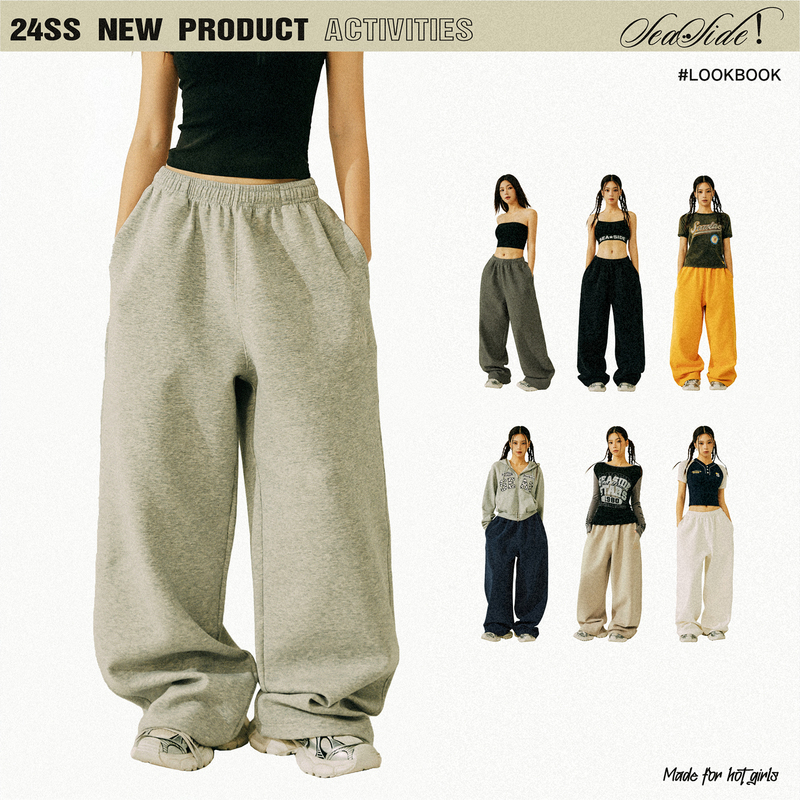 Seasidestar Hip-Hop Streetwear Brand Hip-Hop Street Simple Ankle-Tied Sweatpants American Jazz Dance Casual Pants