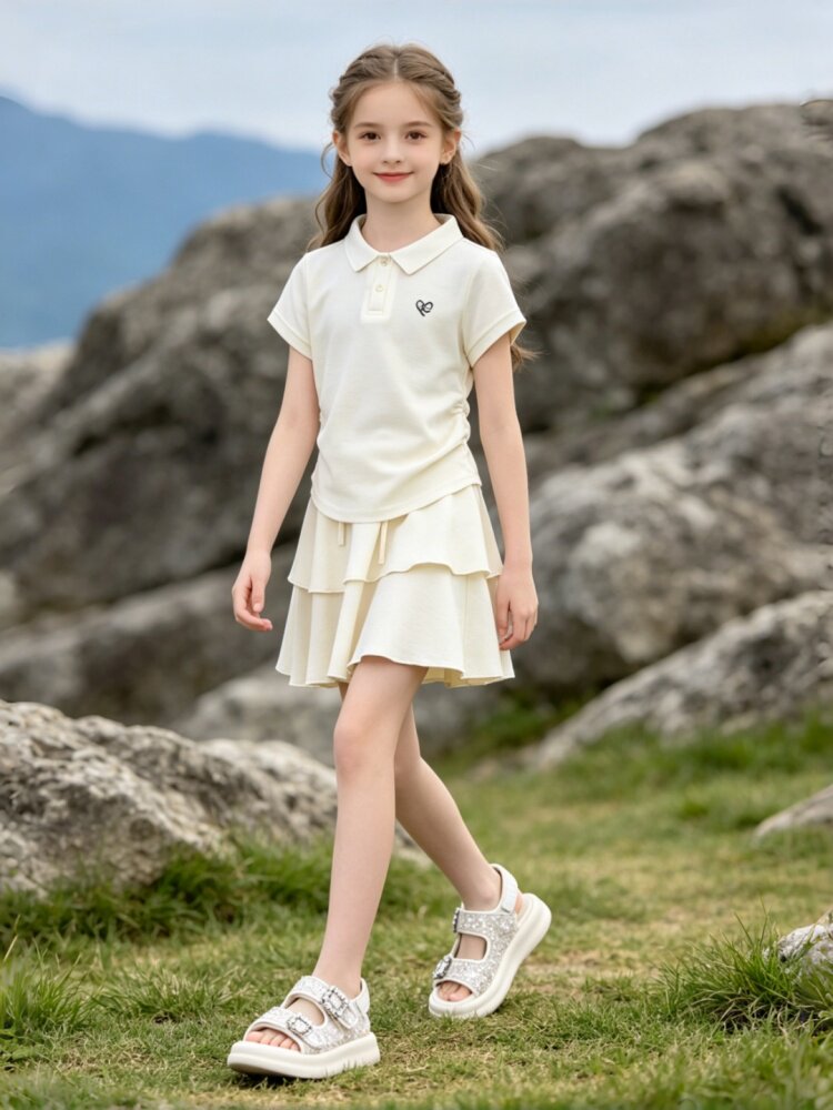 女童夏季polo衫套裙2026新款儿童休闲短袖T恤短裙中大童裙裤t套装 — 6