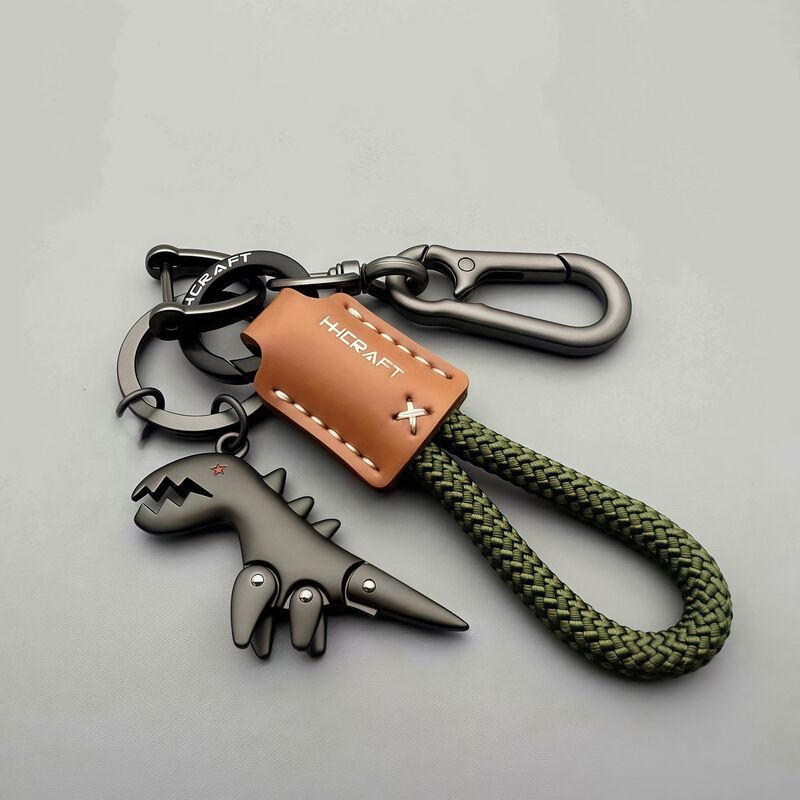 Cute Cartoon Little Dinosaur Keychain, Exquisite Car Keychain for Girls, Leather Rope Keychain, Backpack Pendant Gift