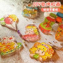 New childrens bake-free glue painting pendant graffiti play house pigment three-dimensional crystal painting DIY handmade toys