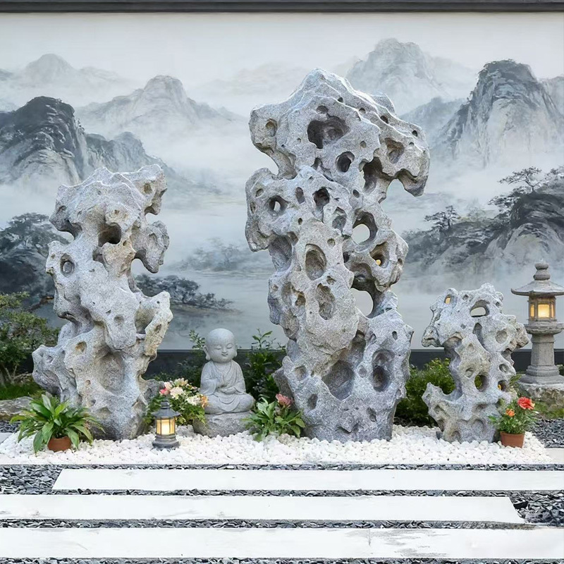 Double-Sided Simulated Taihu Stone Rockery Landscape Ornament, Floor-Standing Outdoor Decorative Landscape, Chinese-Style Courtyard Garden Arrangement Double-Sided Simulated Taihu Stone Rockery Landscape Ornament, Floor-Standing Outdoor Decorative Landscape, Chinese-Style Courtyard Garden Arrangement