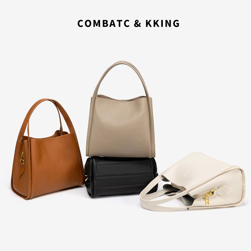Combatc&Kking First-Layer Leather Bag 2025 New Large-Capacity Handbag Crossbody Tote Mom Bag Gift