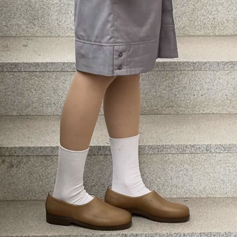 Official In-Stock Plasticana French Eco-Friendly Waterproof Hemp Plastic Rain Boots/Retro Brown/Black Unisex