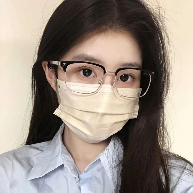 Popular Eye Protection Anti-Blue Light Flat Glasses for Women, Retro Eyebrow Frame Prescription Glasses, Fashionable Half-Frame Prescription Glasses for Men