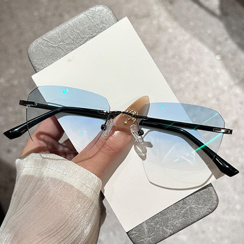 Frameless titanium alloy frame fashionable anti-blue light ultra-light frameless myopia glasses for men and women color changeable degrees