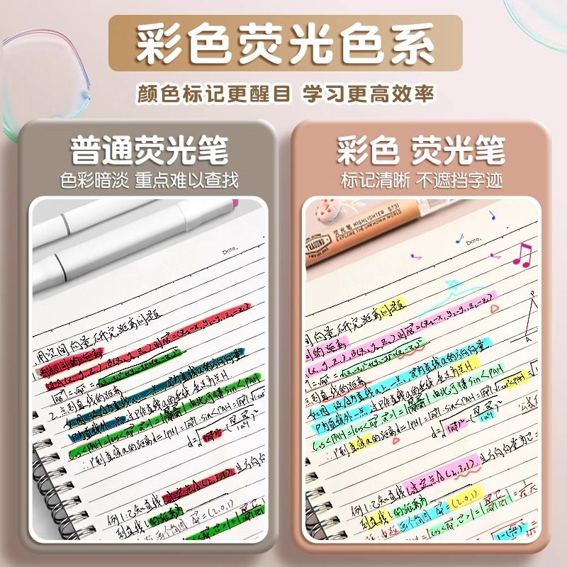 Deli Highlighter Pen for Elementary School Students, Special Highlighter for Highlighting Key Points, Colorful Fluorescent Marker Pen, Eye-Protecting for Middle School Students' Notes