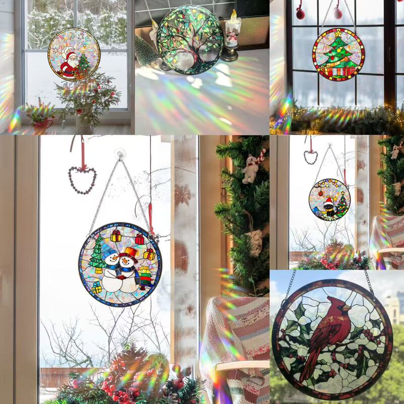 Xctyu045-068 Christmas Sunshine Catcher Colorful Acrylic Hanging Rainbow Ornament Glass Decoration Pendant Xctyu045-068 Christmas Sunshine Catcher Colorful Acrylic Hanging Rainbow Ornament Glass Decoration Pendant