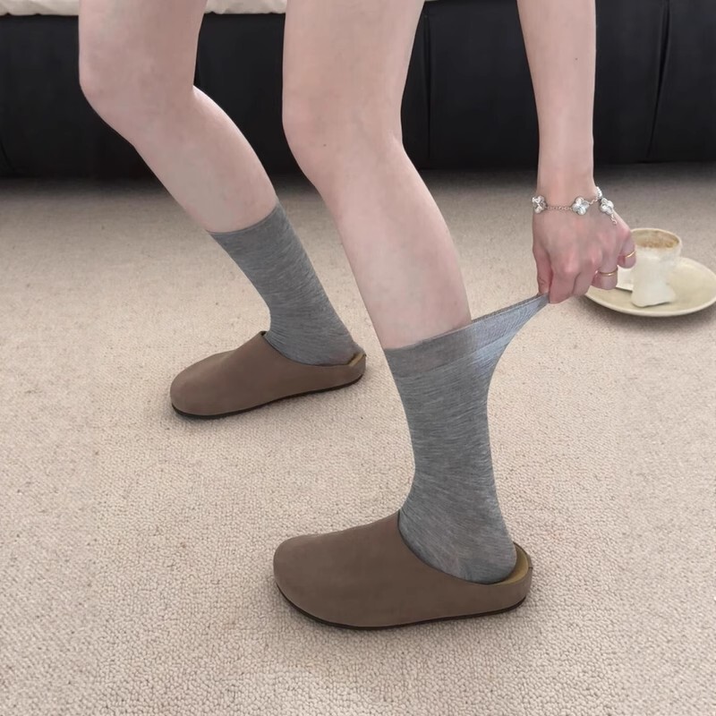 Japanese-Style Gray Is so Clear and Refreshing! 40-Count Ultra-Thin Long-Staple Cotton Maternity Socks ~ Extremely Light and Thin, the First Choice for Summer Thin Socks!