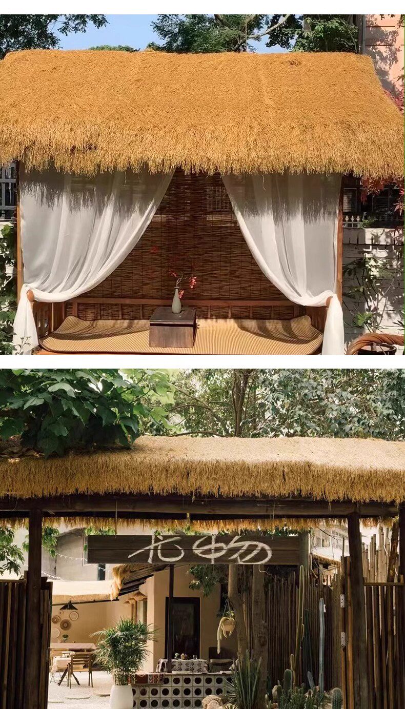 Моделирование соломенной крышей 模拟茅草屋顶稻草亭室外塑料毛棚屋檐景区民宿庭院地毯装饰
