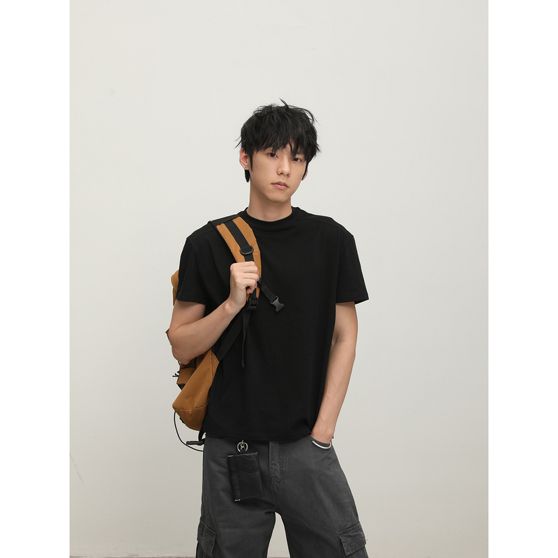 Faxims Store 26Ss Double-Shoulder Line Ultra-Right-Angle Shoulder Design, Makes Shoulders Look Stronger, Ice Silk Cool Feeling, Solona Staple Short-Sleeve T-Shirt