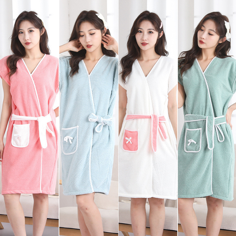 Wearable Bathrobe, Cute Bath Towel, Adult Household Long Quick-Drying, Water-Absorbent, Large Size Hooded Student Bathing and Swimming