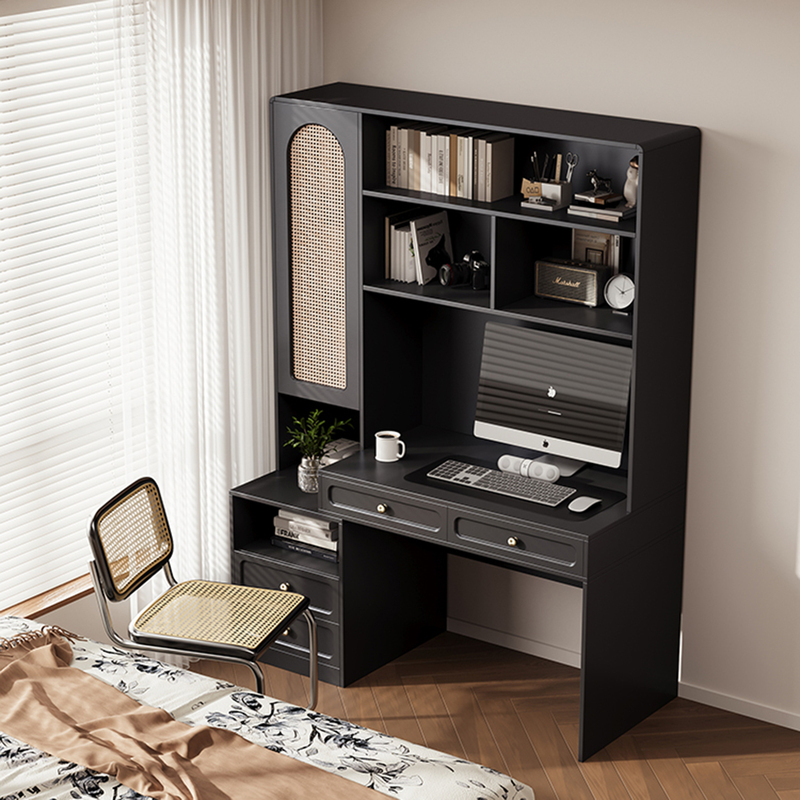 Medieval-Style Bookshelf and Desk Integrated Writing Desk Computer Desk Desktop Home Balcony Table Bedroom Bedside Solid Wood Table
