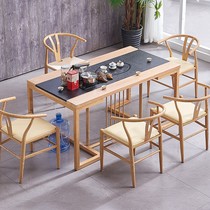 Tea table and chair combination simple modern solid wood coffee table new Chinese style reception and reception solid wood iron Kung Fu tea table