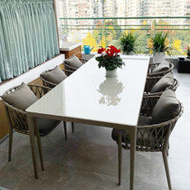 Nordic outdoor tables and chairs commercial street rattan chairs model house villa outdoor open-air combination courtyard rope balcony tables and chairs