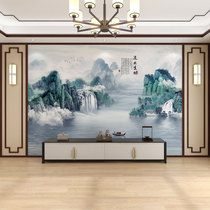 Mural customization new Chinese style TV background wall wallpaper living room decoration wall cloth flow of water to make money film and television wall cloth wallpaper