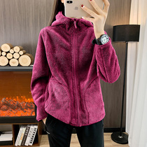 Autumn and winter couples coral velvet hooded fleece jacket polar fleece jacket for women warm and thickened outdoor jacket liner for men