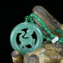 Natural jade aventurine jasper all the way with you hollow double-sided pendant men and women universal necklace jade pendant