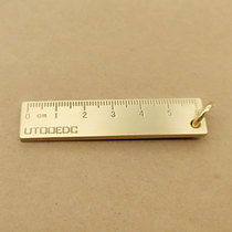 Brass ruler is easy to carry with you for measuring smiley face sealed glaze aged washed handicraft keychain pendant