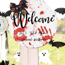 Hot Selling Amazon New Halloween Ghost Festival Blood Handprint House Sign Garland Door Hanging Halloween Wooden Sign Holiday Welcome