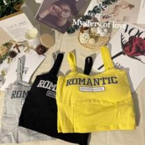 Cotton letters beautiful back thin vest sweet suspender bottoming top with breast pads to wear outside and inside to wear chest-wrapped bra