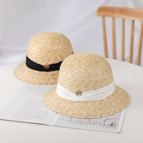 Yimuxu Japanese small-brimmed straw hat lady-style hat letter M hat outdoor small basin hat for travel women