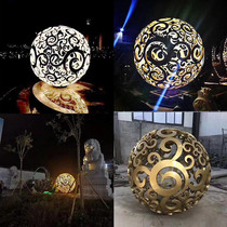 Outdoor night scene landscape decoration stainless steel hollow luminous ball sculpture garden real estate sketch ornaments in stock