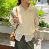 Knitted vest for women 2024 new autumn clothing retro loose lazy style sleeveless layered outer vest top