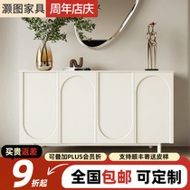 French solid wood sideboard modern minimalist storage cabinet entrance cabinet cream style living room wall storage cabinet