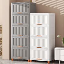 Door-opening storage cabinet home living room storage cabinet multi-layer clothes hanger storage rack simple wardrobe bedroom bedside table