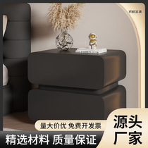 Cream style solid wood bedside table Italian minimalist bedroom storage cabinet simple modern fully equipped floor-standing bedside small cabinet