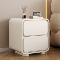 Cream style bedside table leather simple small bedroom solid wood bedside table extremely simple installation-free storage cabinet
