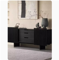 Simple design solid wood sideboard Nordic retro entrance cabinet storage cabinet black bedroom cabinet high-end light luxury