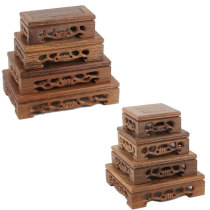 Mahogany solid wood base pot seat purple clay teapot tea set display stand chicken wing wooden holder tea ceremony insulation pad square rectangular