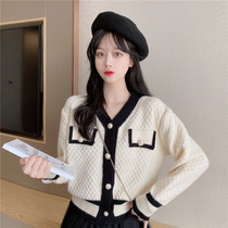 2024 spring new style French style small fragrance knitted cardigan jacket womens short loose sweater niche tops